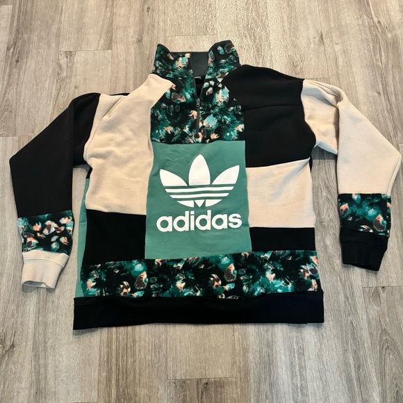 Teal Adidas one of a kind reworked sweatshirt 3/4 zip sweatshirt - Picture 4 of 8